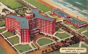 ASBURY PARK, NJ New Jersey HOTEL BERKELEY-CARTERET~Aerial View  c1940's Postcard