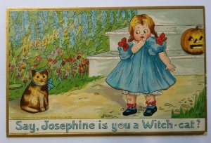 Vintage Halloween Postcard Tucks Josephine The Cat Series 181 Original Wichita