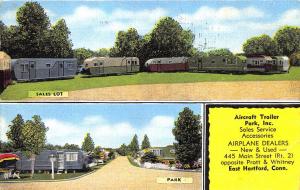 East Hartford CT Aircraft Trailers Airplane Dealers Sales Lot Linen Postcard