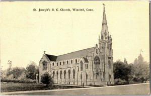 St. Joseph's R.C. Church, Winsted CT c1916 Vintage Postcard W34