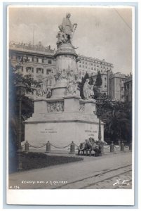 c1930's Christopher Columbus Statue View Genoa Italy RPPC Photo Postcard 