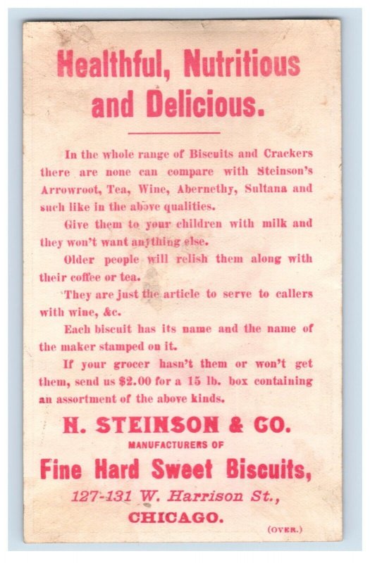 1880s H. Steinson & Co. Hard Sweet Biscuits Crackers Cute Dog & Baby P157