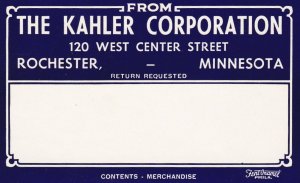 Minnesota Rochester Kahler Corporation Vintage Luggage Label sk3143