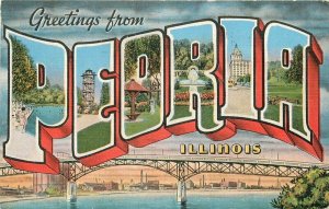 Hartman Kropp Large Letters Multi View Peoria Illinois Postcard 20-13018