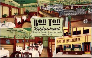 Linen Postcard Bon Ton Restaurant 45-47 Main Street in Keene, New Hampshire