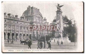 Postcard Old Paris Place du Carrousel and statue of Gambetta