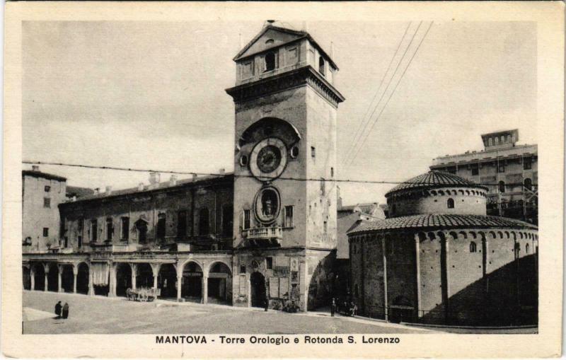 CPA Mantova Torre Orologio e Rotonda S. Lorenzo ITALY (800806)