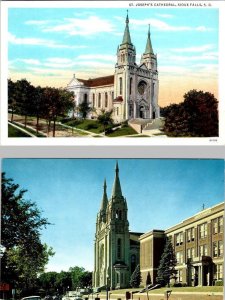 2~Postcards  Sioux Falls, SD South Dakota ST JOSEPH'S CATHEDRAL Catholic Church