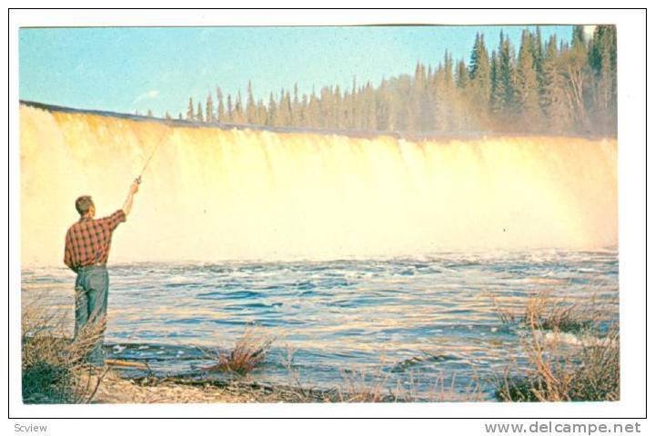 Man Fishing, Lady Evelyn Falls, On The Kakisa River, North-West Territories, ...