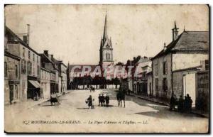 Old Postcard Mourmelon Le Grand Place of Arms and I Church