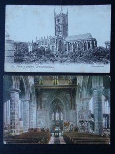Wolverhampton 2 x ST. PETER'S CHURCH c1904 Postcard by The Wulfrun Series G.F.L.