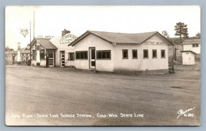 GAS STATION COLO-WYO STATE LINE JIM'S PLACE ANTIQUE REAL PHOTO POSTCARD RPPC