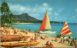 Postcard Hawaii Outrigger and Catamaran Waikiki Beach