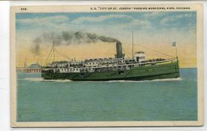 SS City of St Joseph Great Lakes Steamer Chicago Illinois 1920s postcard