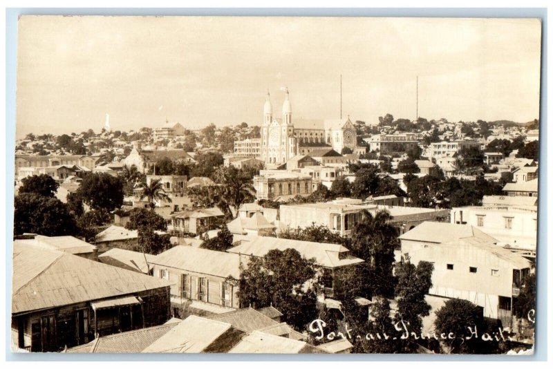 c1910 View of Buildings Church Houses Port Au Prince Haiti Antique Postcard