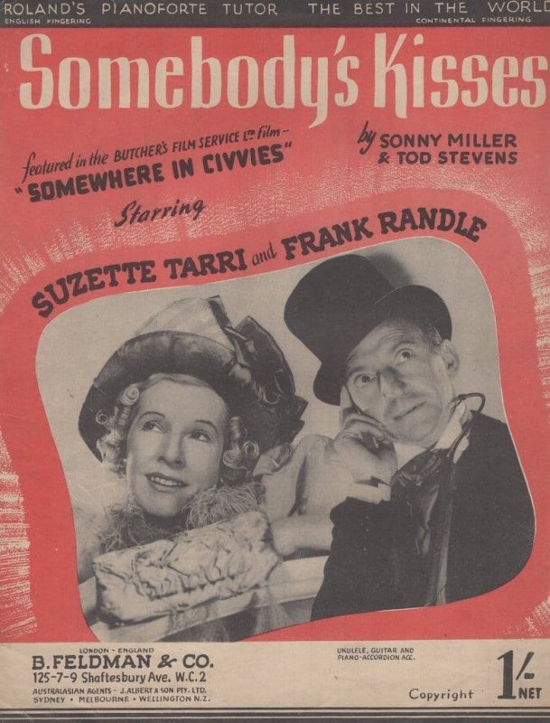 Somebody's Kisses Suzette Tarri Frank Randle 1940s Sheet Music