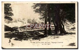 Old Postcard Villard De Lans Winter Landscape Green Collar