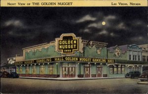 LAS VEGAS NV The Golden Nugget Saloon Art Deco LINEN Old Postcard