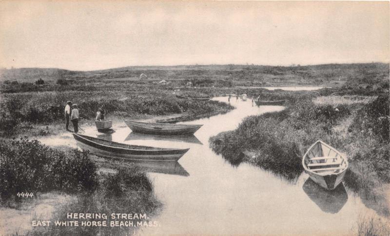 EAST WHITE HORSE MASSACHUSETTS HERRING STREAM~E D WEST PUBL POSTCARD 1910s