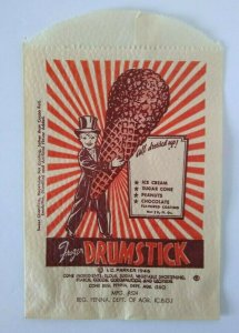 Frozen Drumstick Boy In Top Hap Tuxedo Ice Cream Wrapper Original Vintage 1946 