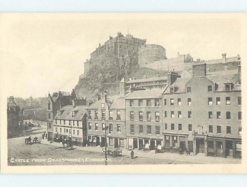 Divided-Back CASTLE FROM GRASSMARKET Edinburgh Scotland Uk hn6349