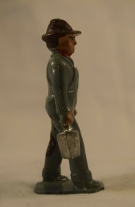 AE-137 Toy Farmer Man, Cast Metal Gray Color, 2.75x1.0=inches Vintage