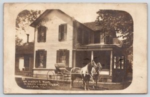 Arcola IL Home of Dr Geo & Viola Moser~Blue Ribbon Pony Team~1908 RPPC Postcard