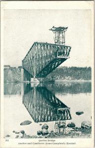 Quebec Bridge, Anchor and Cantilever Arms Fully Erected Vintage Postcard R18