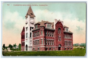 Olympia Washington Postcard Washington High School Exterior 1910 Vintage Antique