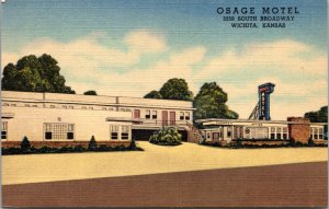 Linen Postcard Osage Motel 3358 South Broadway U.S. 81 in Wichita, Kansas