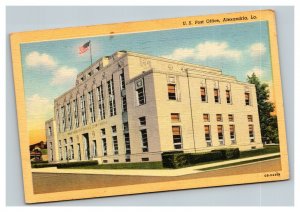 Vintage 1942 Postcard Flag Over US Post Office Building Alexandria Louisiana