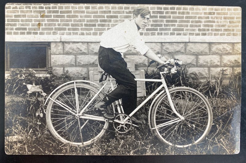 Mint USA Real Picture Postcard Vintage Bike Bicycle & Rider