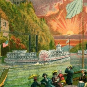 1870s New York Hudson River Paddle Steamers Flag Ships Fab! #5 B