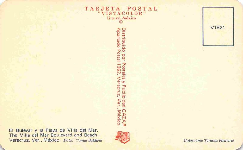 Villa del Mar Boulevard Cars Beach Veracruz Mexico postcard