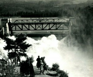 RPPC Post Falls Idaho ID View Overlooking Waterfall UNP 1940s Postcard