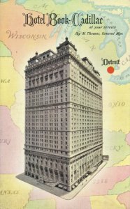 USA Hotel Book Cadillac Detroit Vintage Postcard 07.52