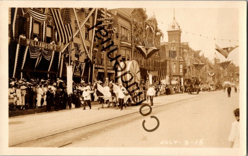 Real Photo 1915 4th Of July Parade At Gloversville NY New York RPPC RP E252