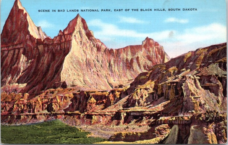 Postcard SD Bad Lands National Monument - Scene East of the Black Hills