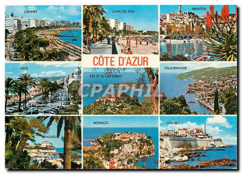 Postcard Modern Riviera Cannes Juan les Pins Nice Eze Menton Monaco Antibes V...