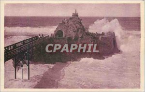 Old Postcard Biarritz (Basque coast) The Rock of the Virgin