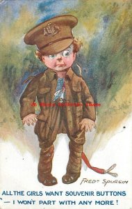 Military Comic, Signed Fred Spurgin, All the Girls Want Souvenir Buttons