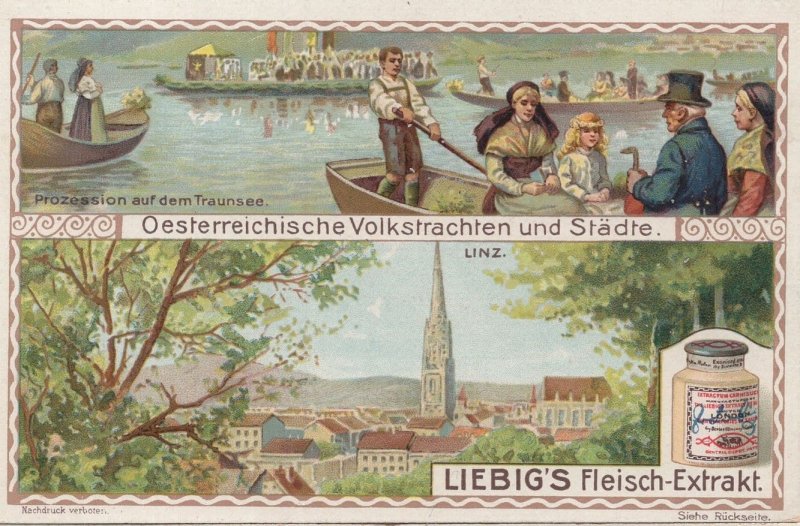 Traunsee Austria Lake Leipzig Extrakt Boat Sailing Old Trade Card