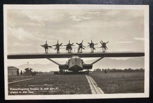 Mint Dornier DOX Giant Seaplane Real Picture Postcard slide into the lake