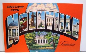 Greetings From Nashville Tennessee Large Big Letter Postcard Linen Kropp Unused