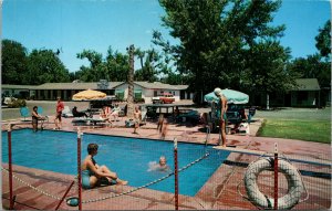 Vtg 1950s Chico Motel Swimming Pool Poolside Chico California CA Chrome Postcard