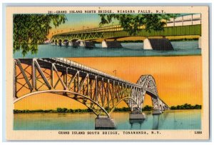 Grand Island North South Bridge Niagara Falls Tonawanda NY, Dual View Postcard