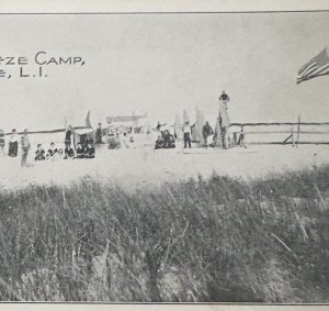 Ocean Breeze Camp Edgemere ROCKAWAY Queens Long Island NY NYC Postcard US Flag