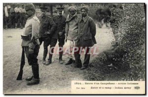 Old Postcard Army Entree d & # 39un Indian Army Camp