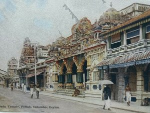 Hindu Temple Pettah Colombo Ceylon Vintage Antique Postcard 