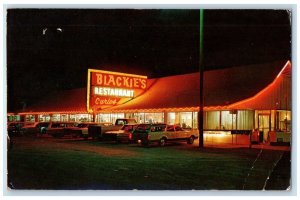 c1960 Roadside View Blackie's Building Night Scene Moriarty New Mexico Postcard